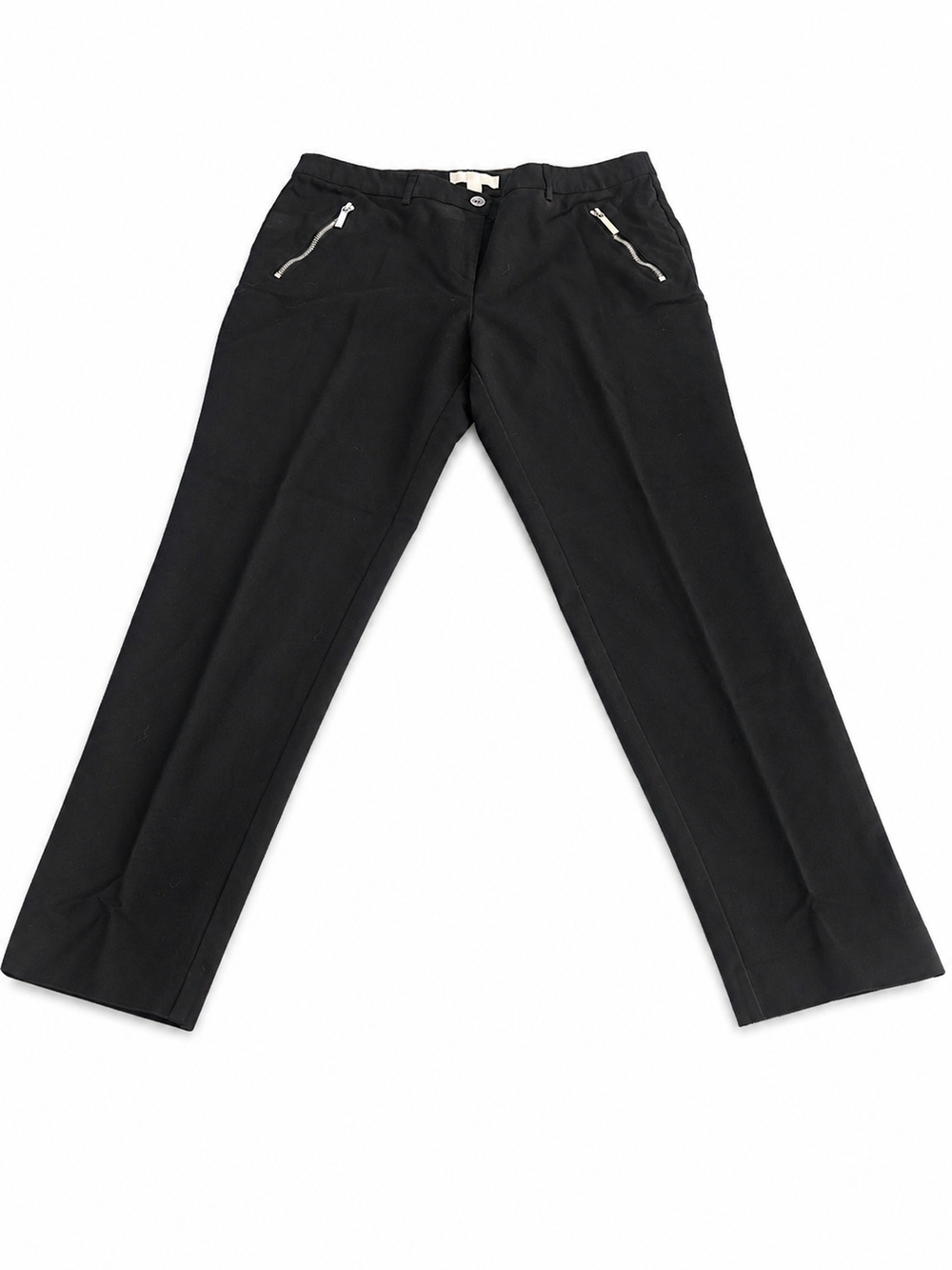 MICHAEL Michael Kors Black Straight-Leg Chinos with Silver Zip Accents